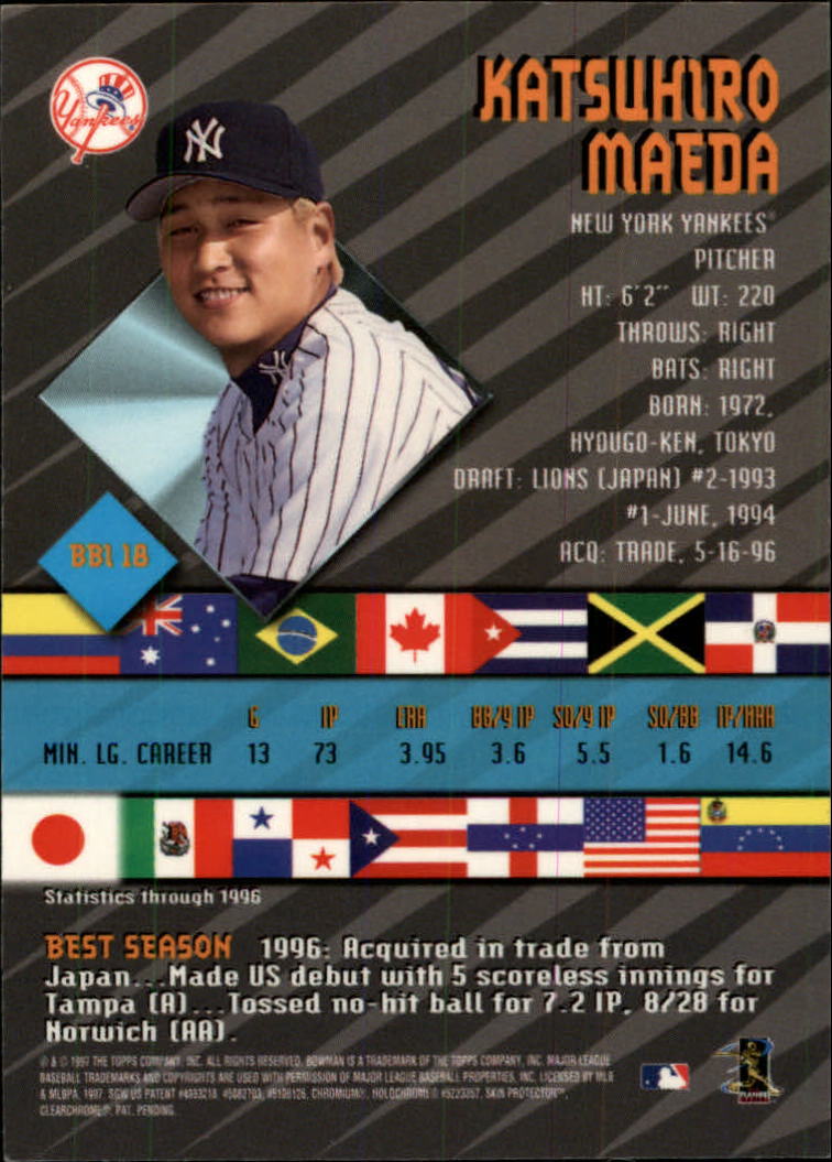 1997 Bowman International Best #BBI18 Katsuhiro Maeda back image