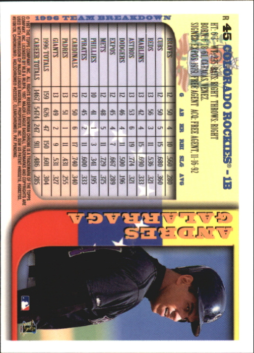 1997 Bowman Chrome International Refractors #42 Billy Wagner back image
