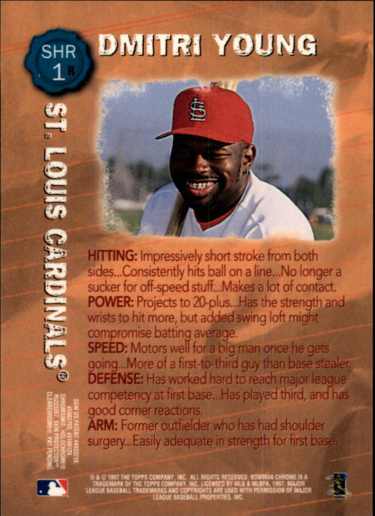 1997 Bowman Chrome Scout's Honor Roll Refractor #SHR1 Dmitri Young back image