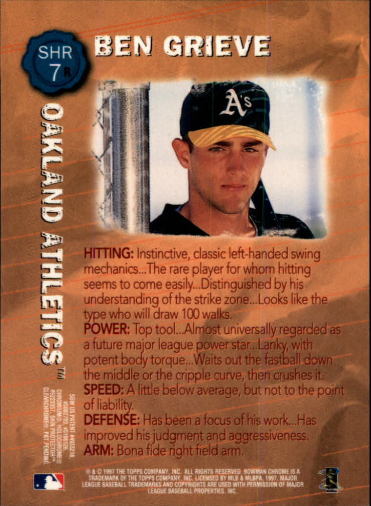 1997 Bowman Chrome Scout's Honor Roll Refractor #SHR7 Ben Grieve back image