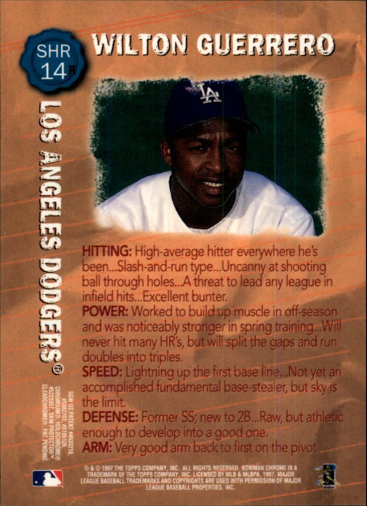 1997 Bowman Chrome Scout's Honor Roll Refractor #SHR14 Wilton Guerrero back image