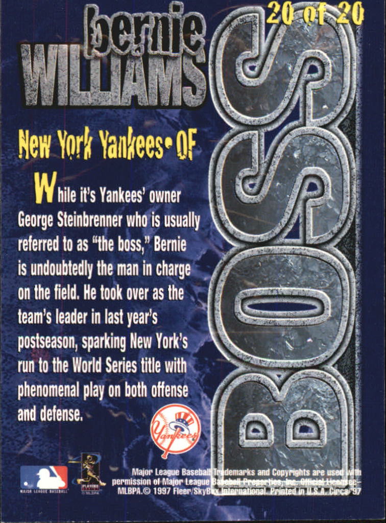1997 Circa Boss #20 Bernie Williams back image