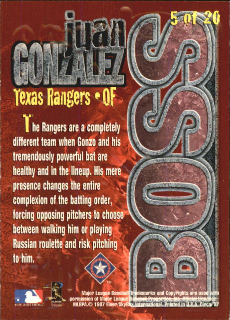 1997 Circa Super Boss #5 Juan Gonzalez back image