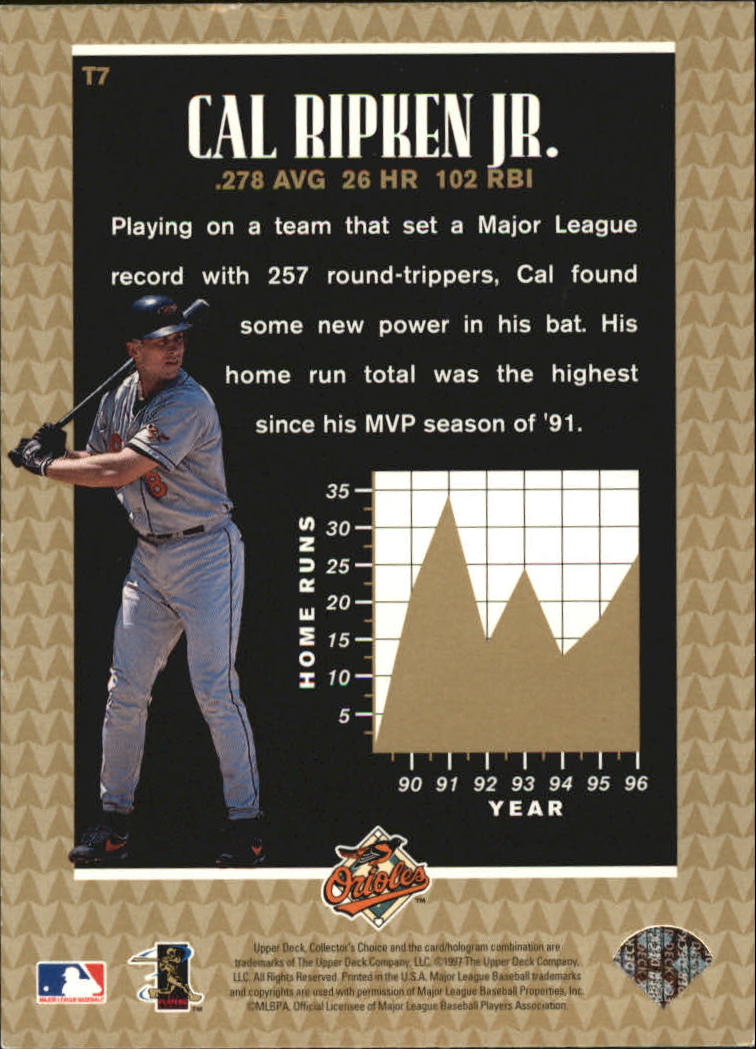 1997 Collector's Choice Toast of the Town #T7 Cal Ripken back image