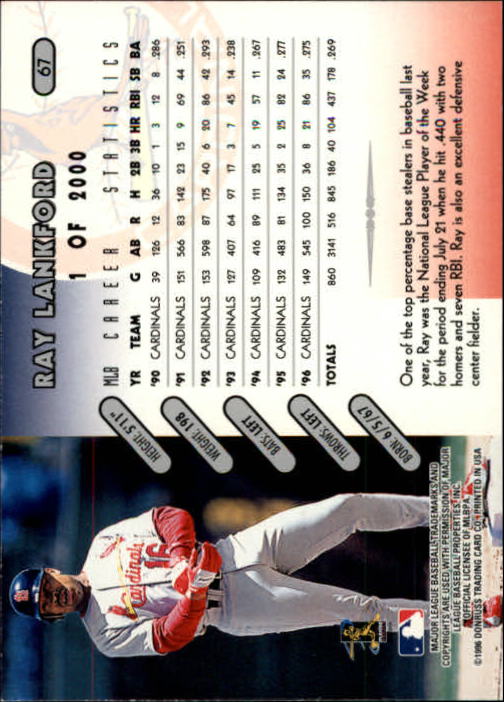 1997 Donruss Silver Press Proofs #67 Ray Lankford back image