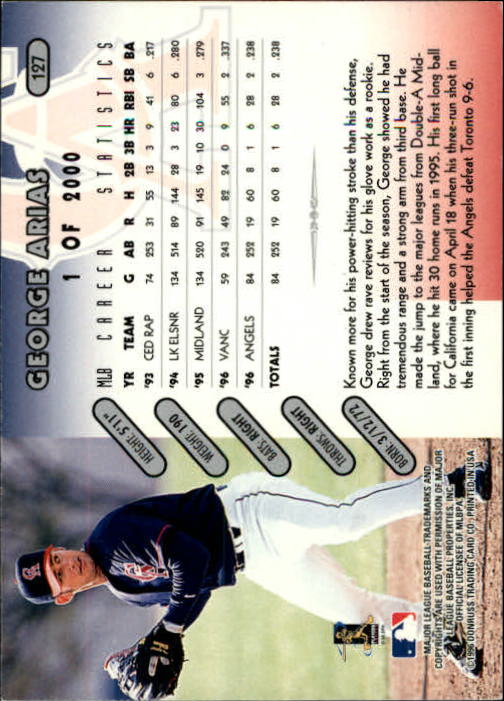 1997 Donruss Silver Press Proofs #127 George Arias back image