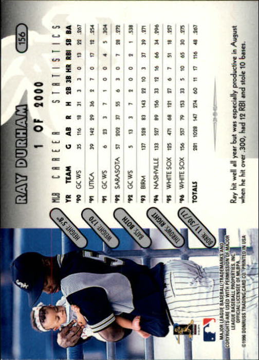 1997 Donruss Silver Press Proofs #156 Ray Durham back image