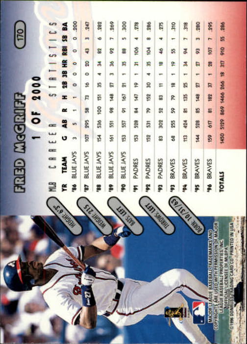 1997 Donruss Silver Press Proofs #170 Fred McGriff back image