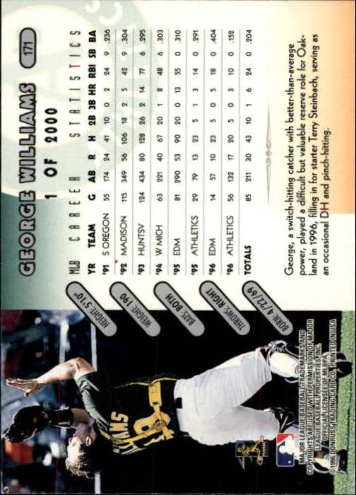 1997 Donruss Silver Press Proofs #171 George Williams back image