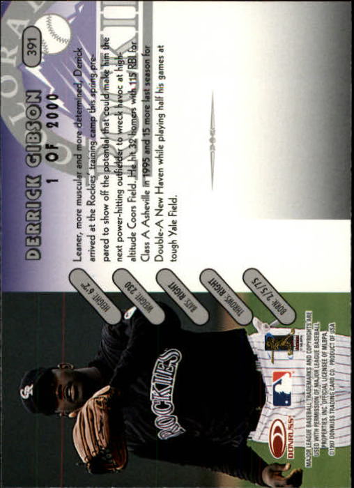1997 Donruss Silver Press Proofs #391 Derrick Gibson back image