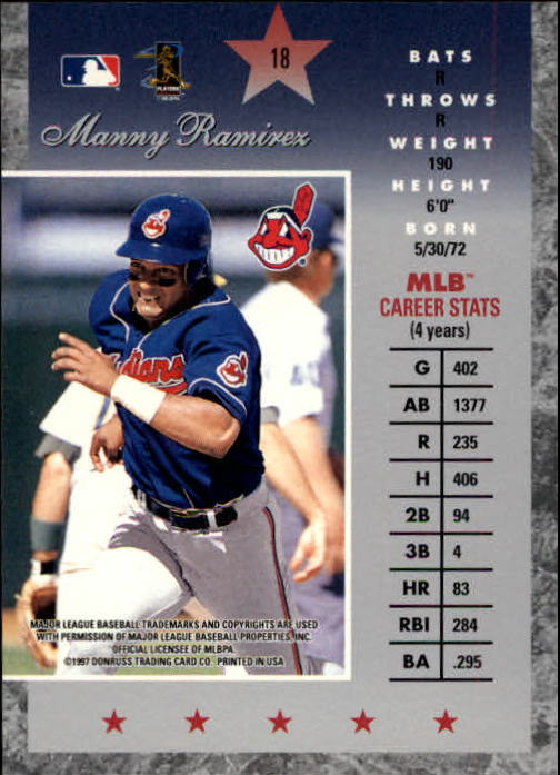 1997 Donruss Elite #18 Manny Ramirez back image