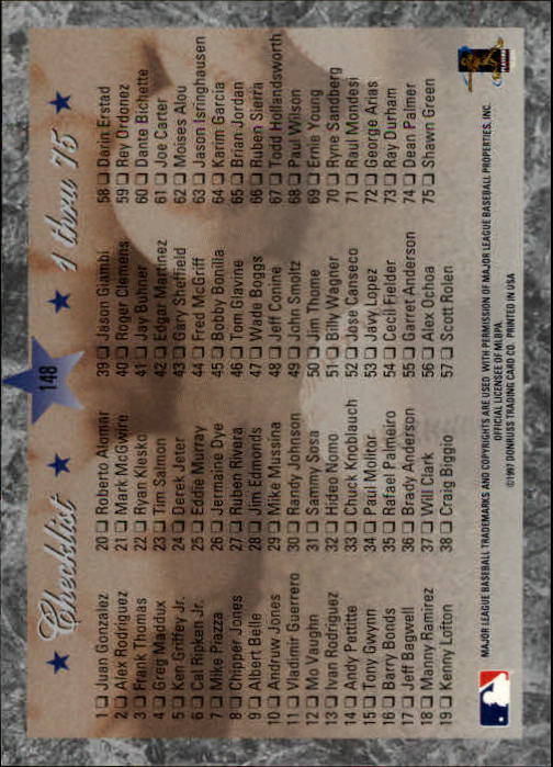 B3649- 1997 Donruss Elite BB Karten 1-150 + Einsätze -du Pick- 15 + Free US - Bild 295 von 301