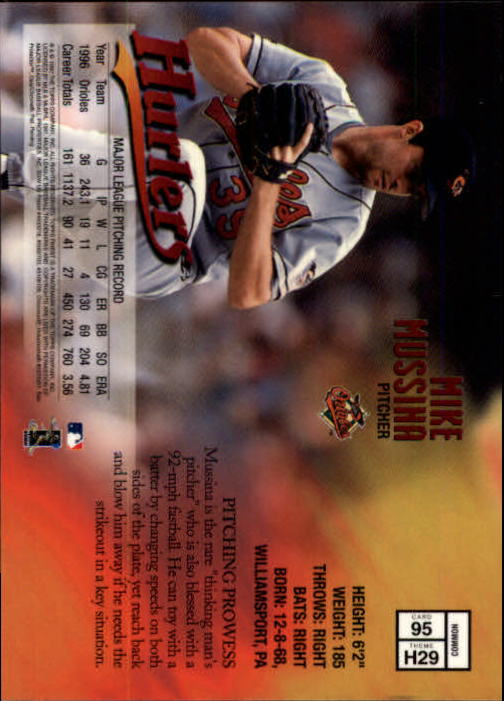 1997 Finest #95 Mike Mussina B back image