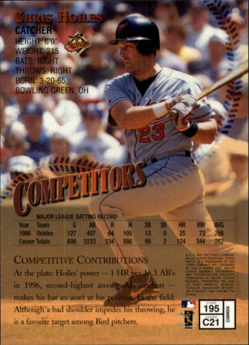 1997 Finest #195 Chris Hoiles B back image