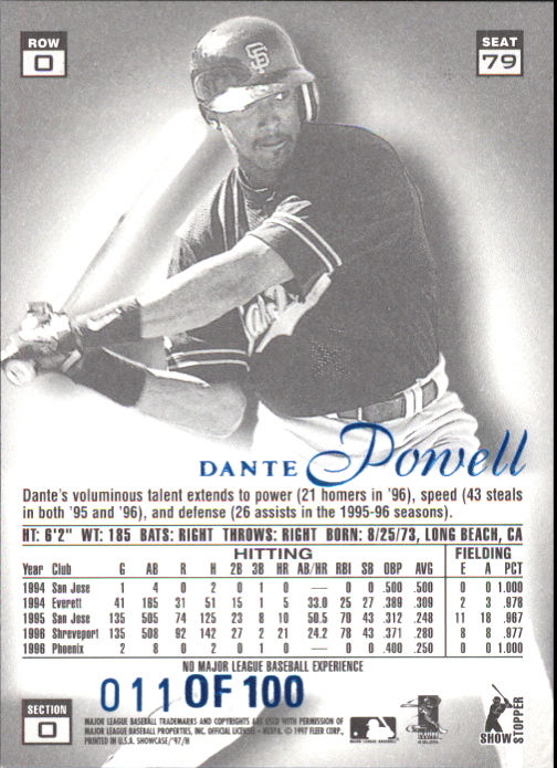 1997 Flair Showcase Legacy Collection Row 0 #79 Dante Powell /100
