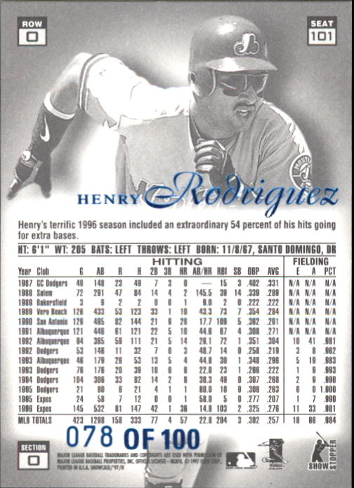 1997 Flair Showcase Legacy Collection Row 0 #101 Henry Rodriguez /100