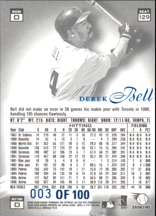 1997 Flair Showcase Legacy Collection Row 0 #129 Derek Bell /100
