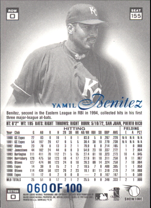 1997 Flair Showcase Legacy Collection Row 0 #155 Yamil Benitez /100