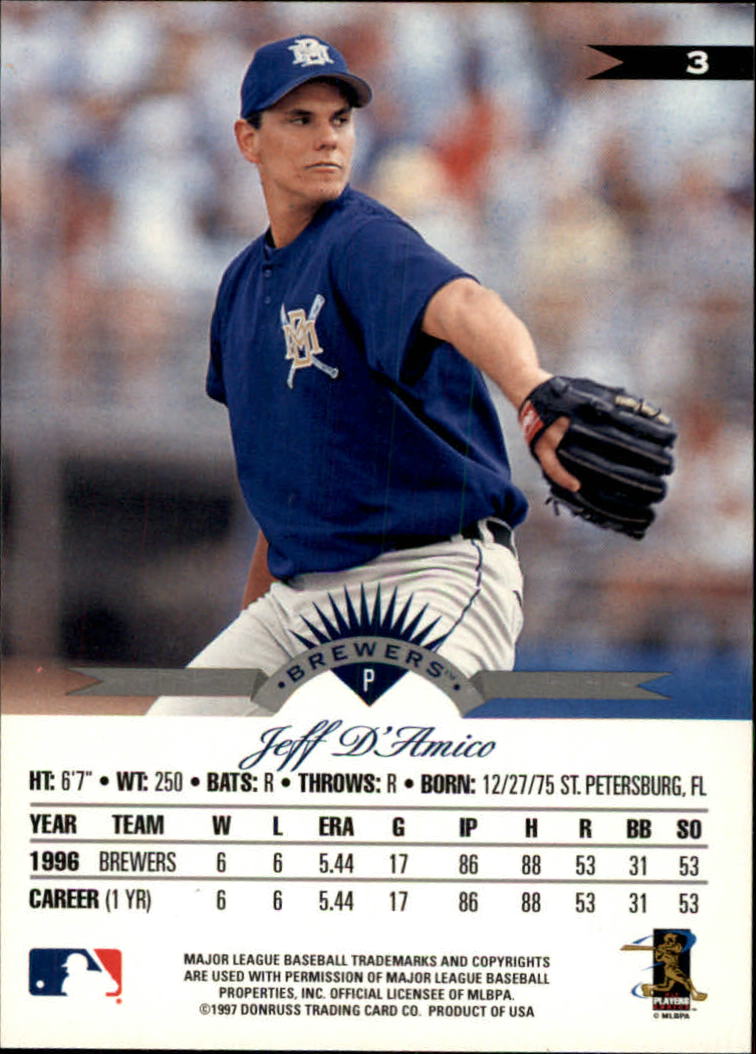 1997 Leaf #3 Jeff D'Amico - NM-MT - Card Shack | Beckett Marketplace