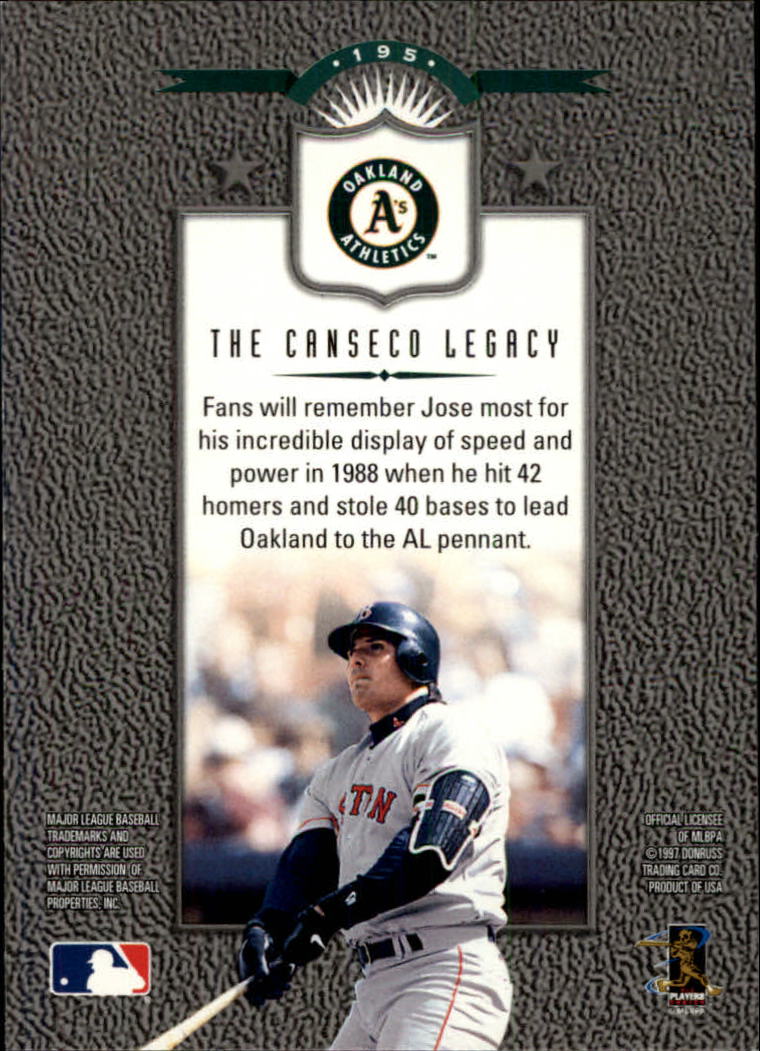 1997 Leaf #195 Jose Canseco LG back image