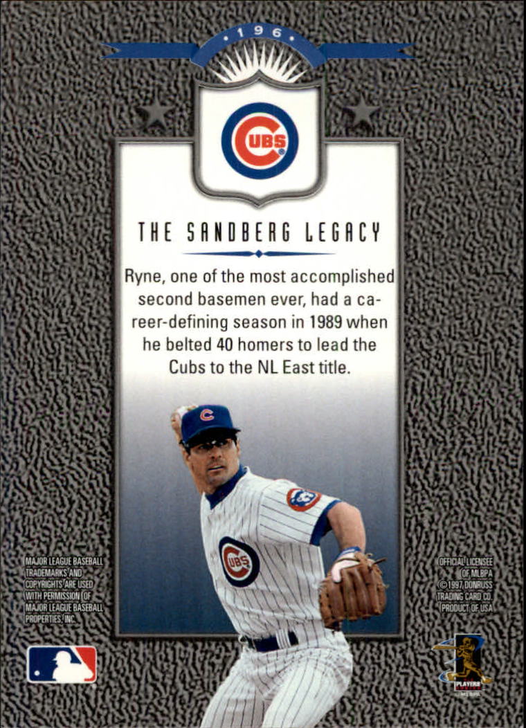 1997 Leaf #196 Ryne Sandberg LG back image