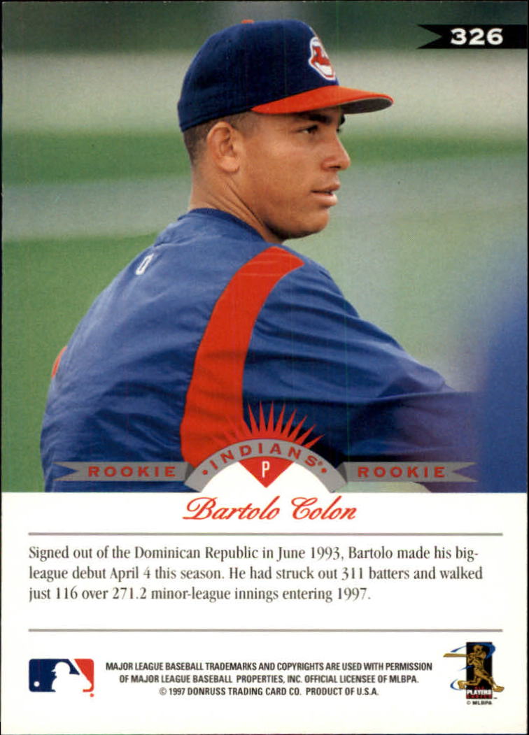 Bartolo Colon baseball card rookie (Cleveland Indians) 1997 Topps Bowman #94