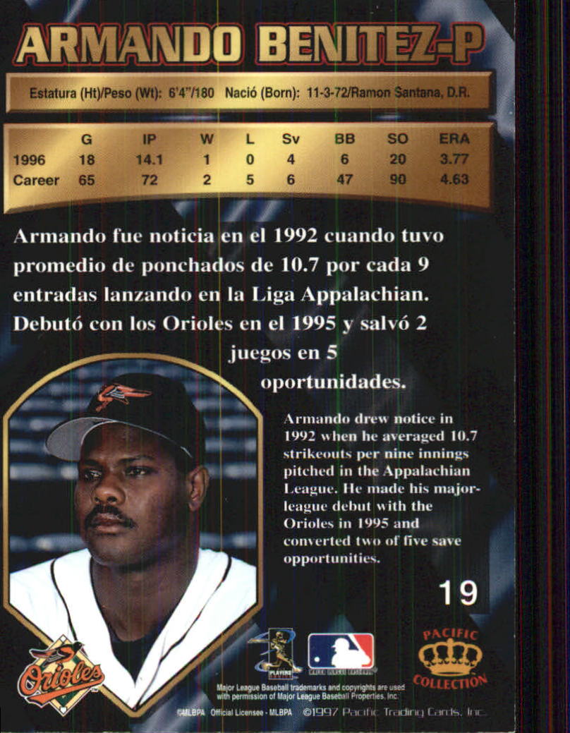 B1494- 1997 Pacific Baseball Cards 1-250 +Rookies -You Pick- 15+ FREE US SHIP - Picture 39 of 425