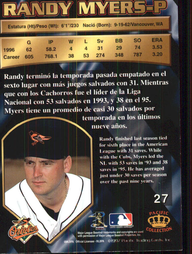 B1494- 1997 Pacific Baseball Cards 1-250 +Rookies -You Pick- 15+ FREE US SHIP - Picture 53 of 425