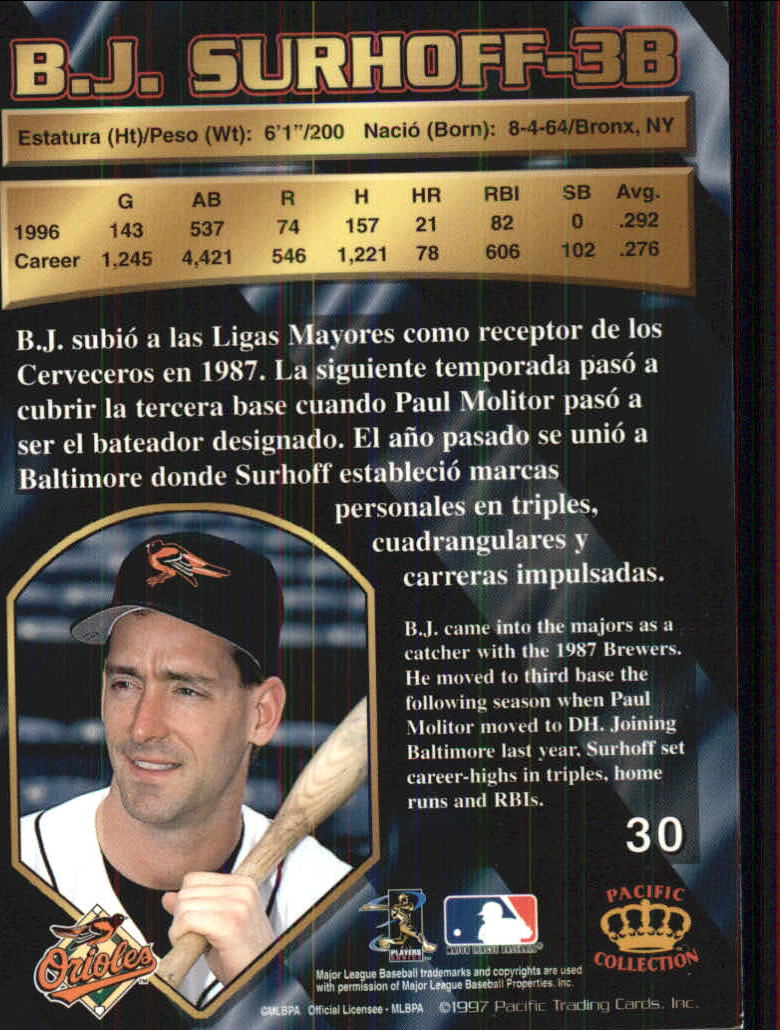 B1494- 1997 Pacific Baseball Cards 1-250 +Rookies -You Pick- 15+ FREE US SHIP - Picture 59 of 425