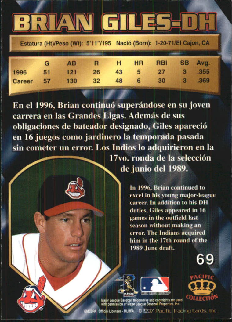 1997 Pacific #69 Brian Giles RC back image