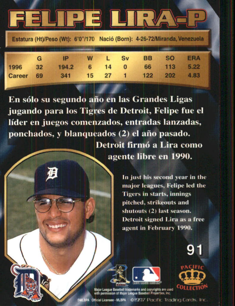 B1494- 1997 Pacific Baseball Cards 1-250 +Rookies -You Pick- 15+ FREE US SHIP - Picture 165 of 425