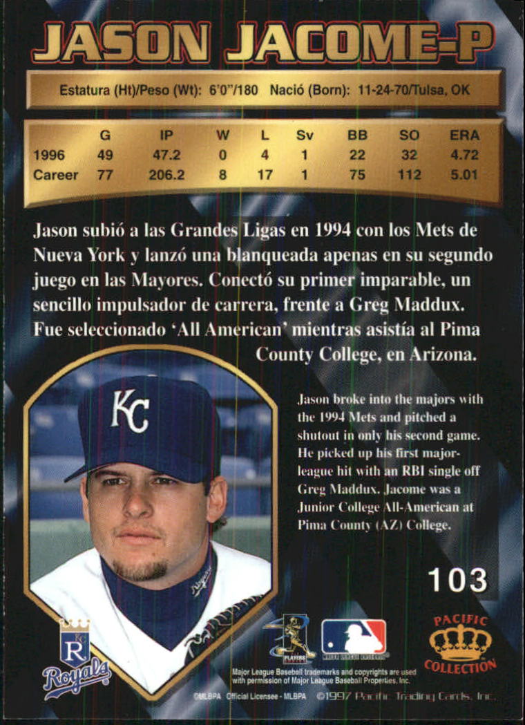 B1494- 1997 Pacific Baseball Cards 1-250 +Rookies -You Pick- 15+ FREE US SHIP - Picture 187 of 425