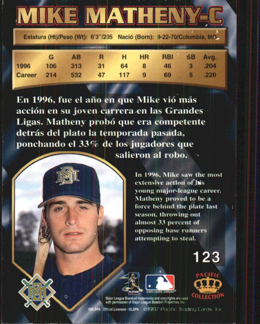 1997 Pacific #123 Mike Matheny back image