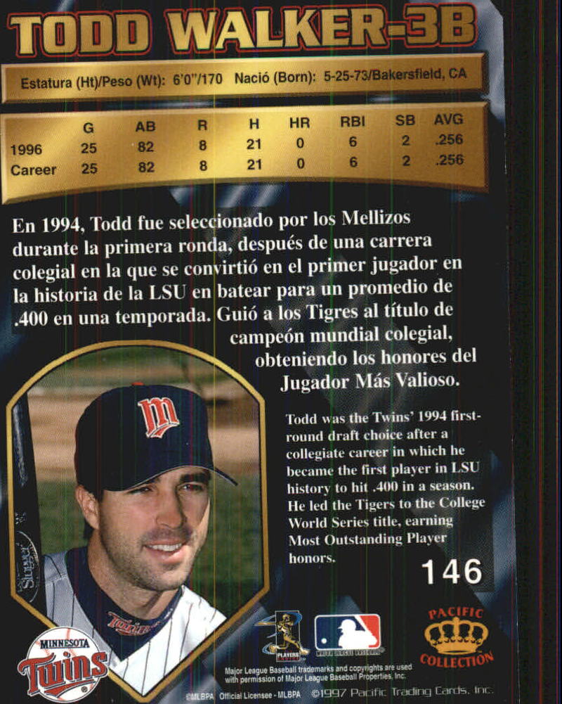 1997 Pacific #146 Todd Walker back image