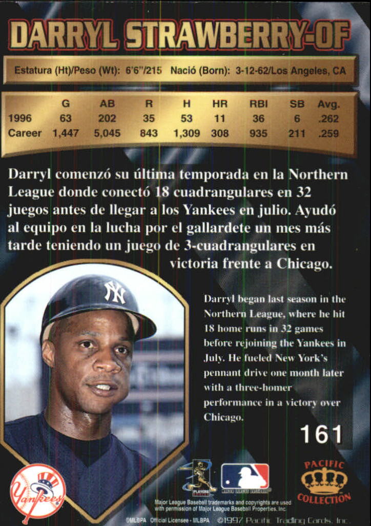 1997 Pacific #161 Darryl Strawberry back image