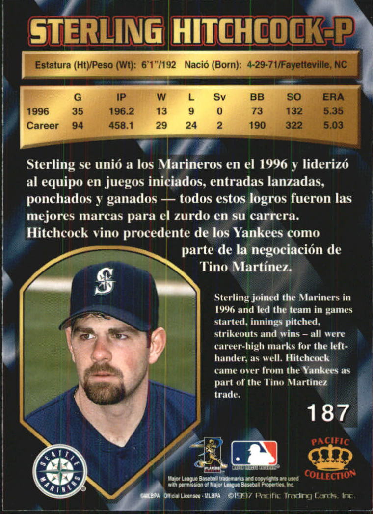 1997 Pacific #187 Sterling Hitchcock back image