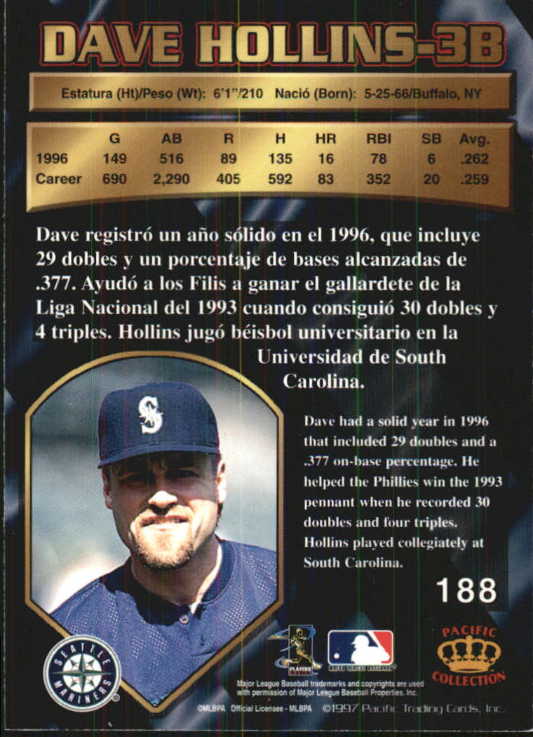 1997 Pacific #188 Dave Hollins back image