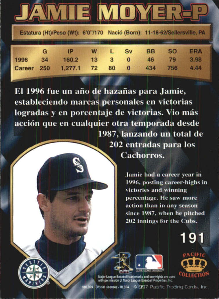 1997 Pacific #191 Jamie Moyer back image