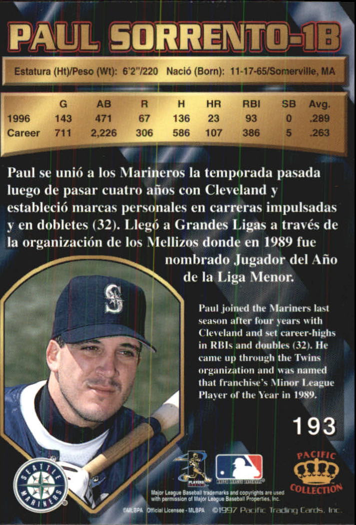 B1494- 1997 Pacific Baseball Cards 1-250 +Rookies -You Pick- 15+ FREE US SHIP - Picture 321 of 425
