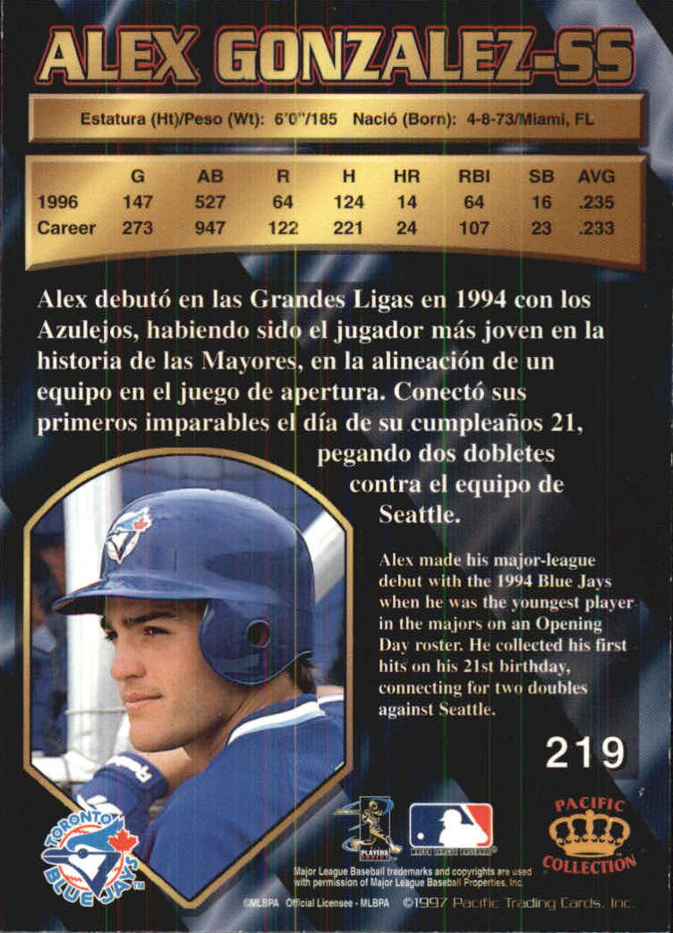 B1494- 1997 Pacific Baseball Cards 1-250 +Rookies -You Pick- 15+ FREE US SHIP - Picture 371 of 425
