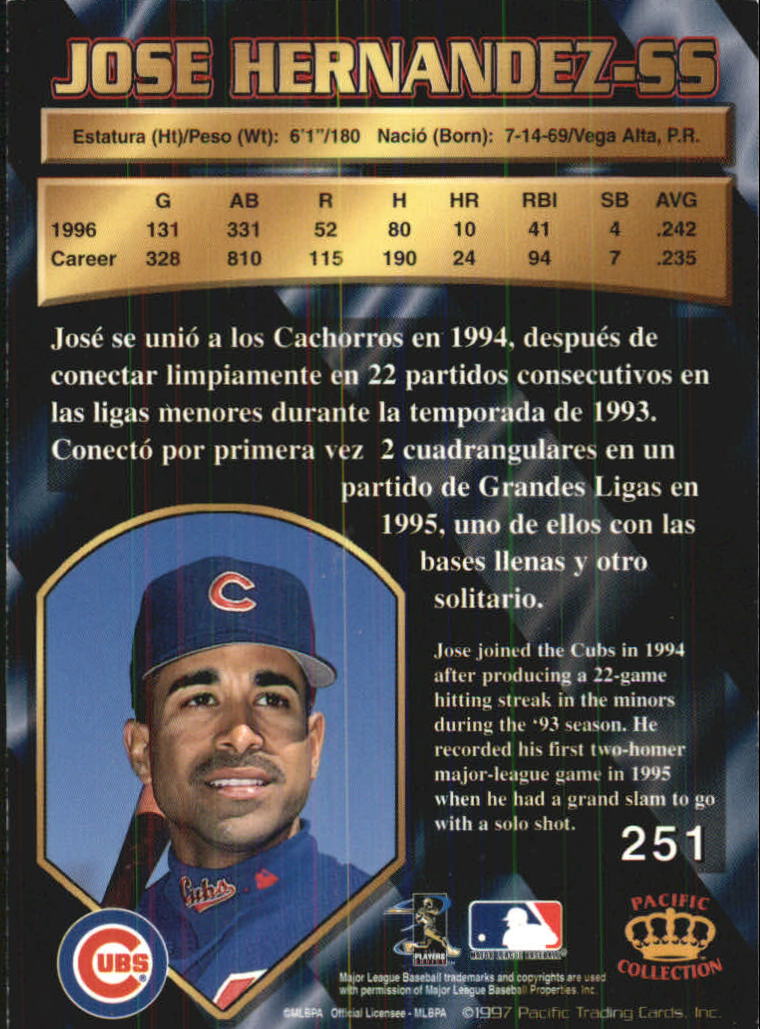 1997 Pacific #251 Jose Hernandez back image