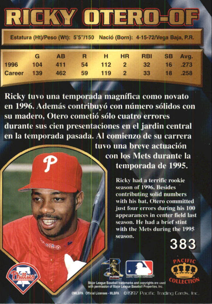 1997 Pacific #383 Ricky Otero back image