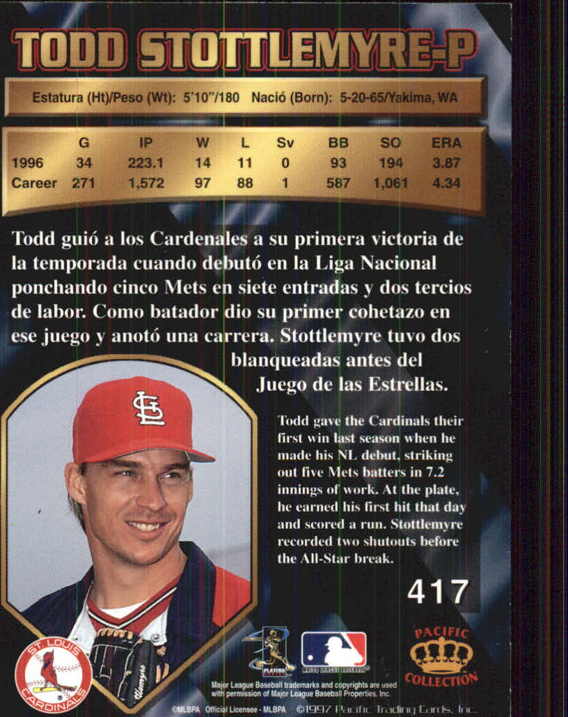 1997 Pacific #417 Todd Stottlemyre back image