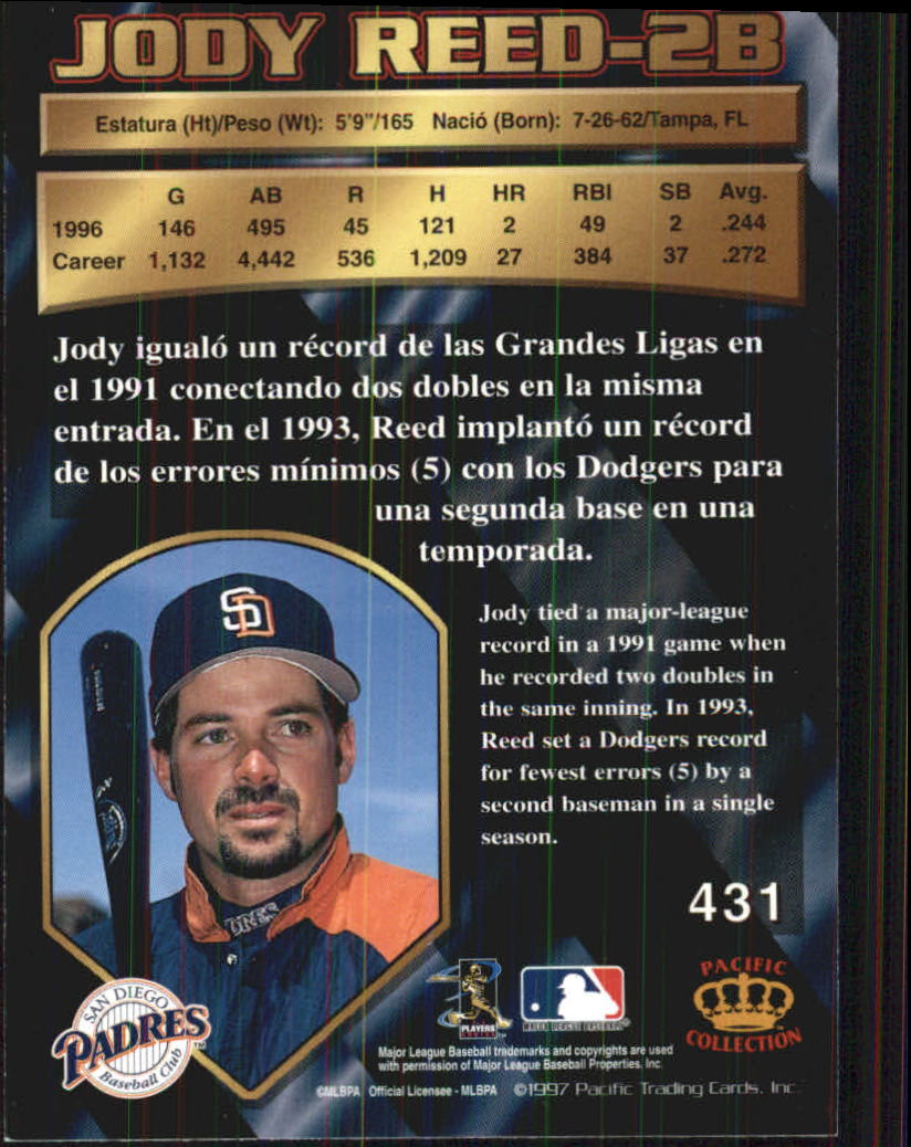1997 Pacific #431 Jody Reed back image