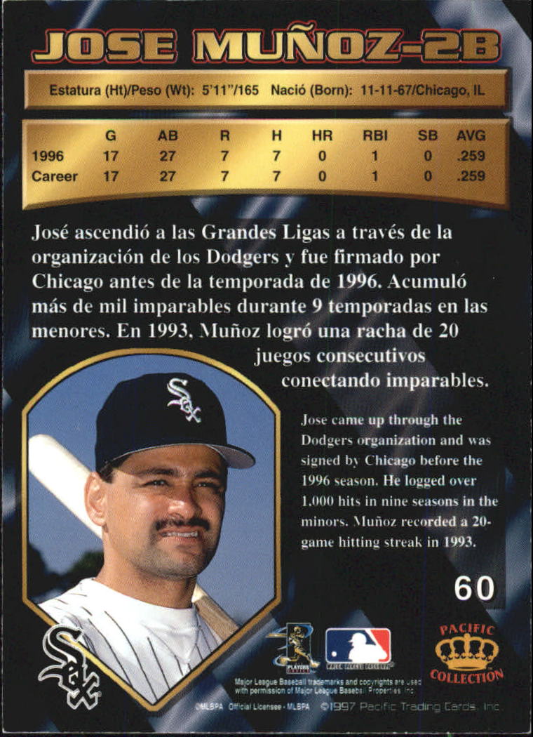 1997 Pacific Silver #60 Jose Munoz back image