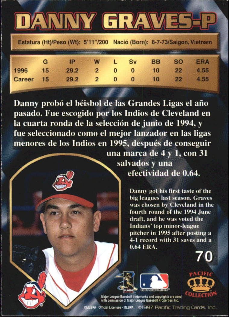 1997 Pacific Silver #70 Danny Graves back image