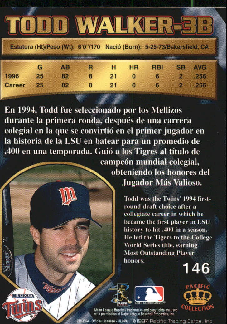 1997 Pacific Silver #146 Todd Walker back image