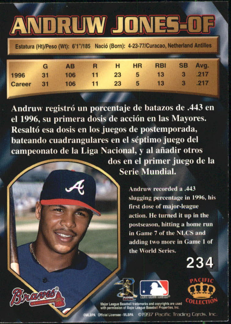 1997 Pacific Silver #234 Andruw Jones back image