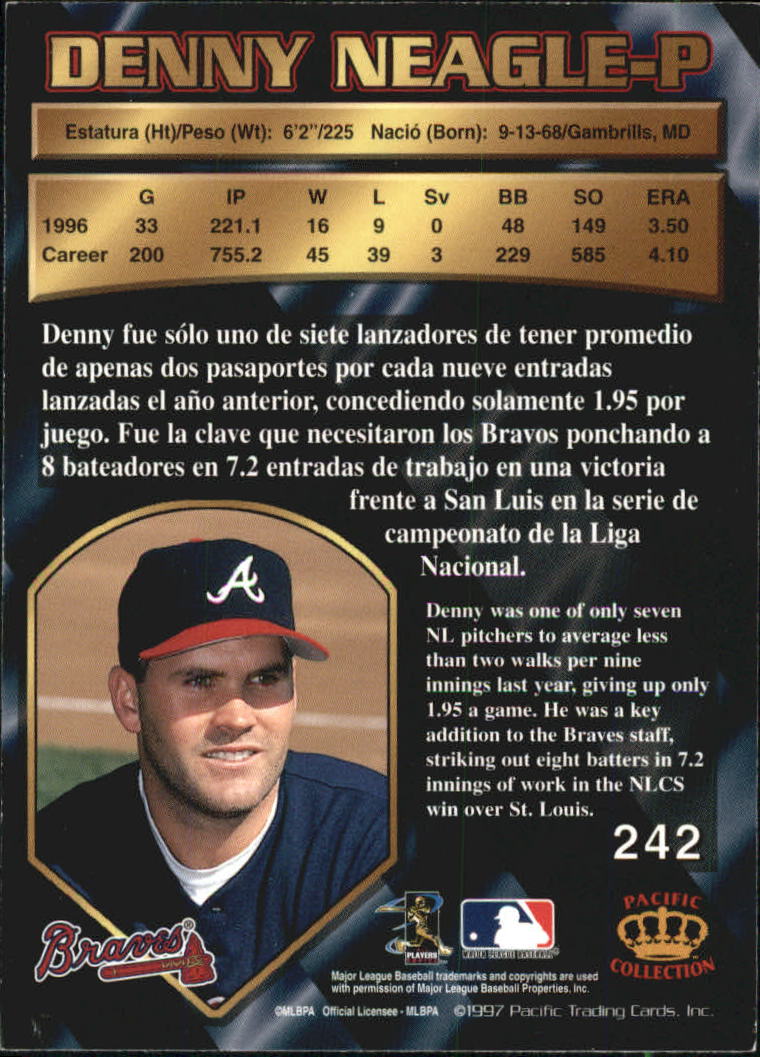 1997 Pacific Silver #242 Denny Neagle back image