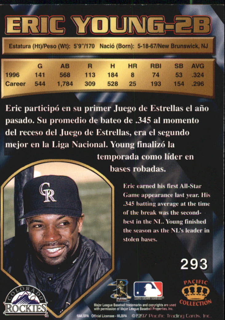 1997 Pacific Silver #293 Eric Young back image